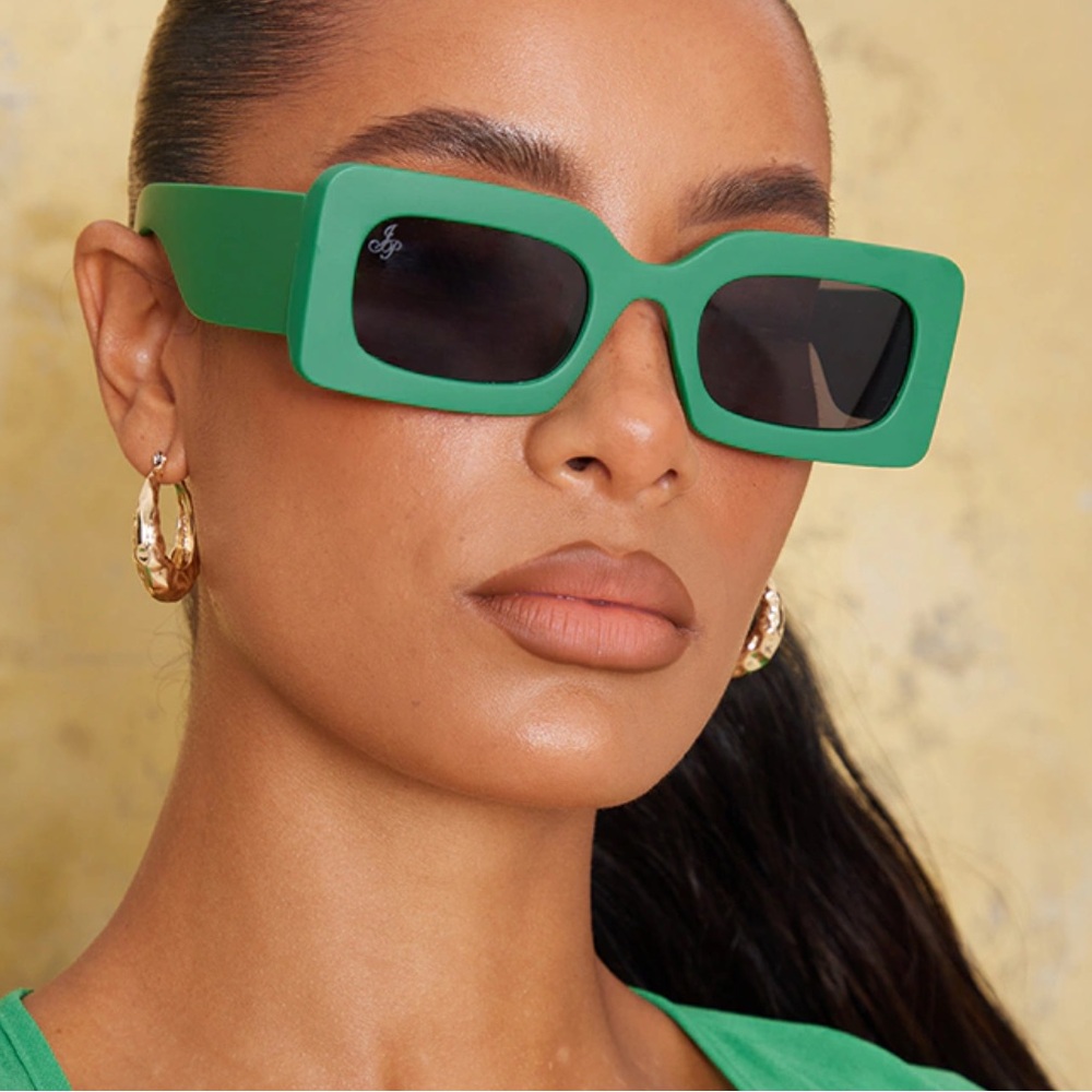 Jeepers Creepers Green Matte Rectangle Sunglasses
